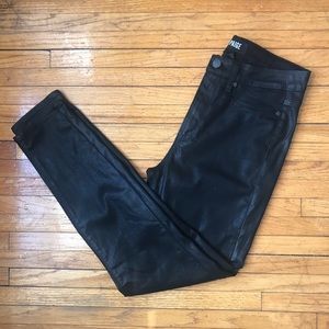 Paige Coated Black Silk Margot Ankle Skinny Jeans